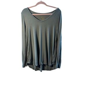 FORNIA Long Sleeve V Neck Tunic Top Green Casual Women's Size Large‎